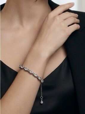 Diamond Pear 925 Sterling Silver Adjustable Slider Bracelet Boho Summer Party